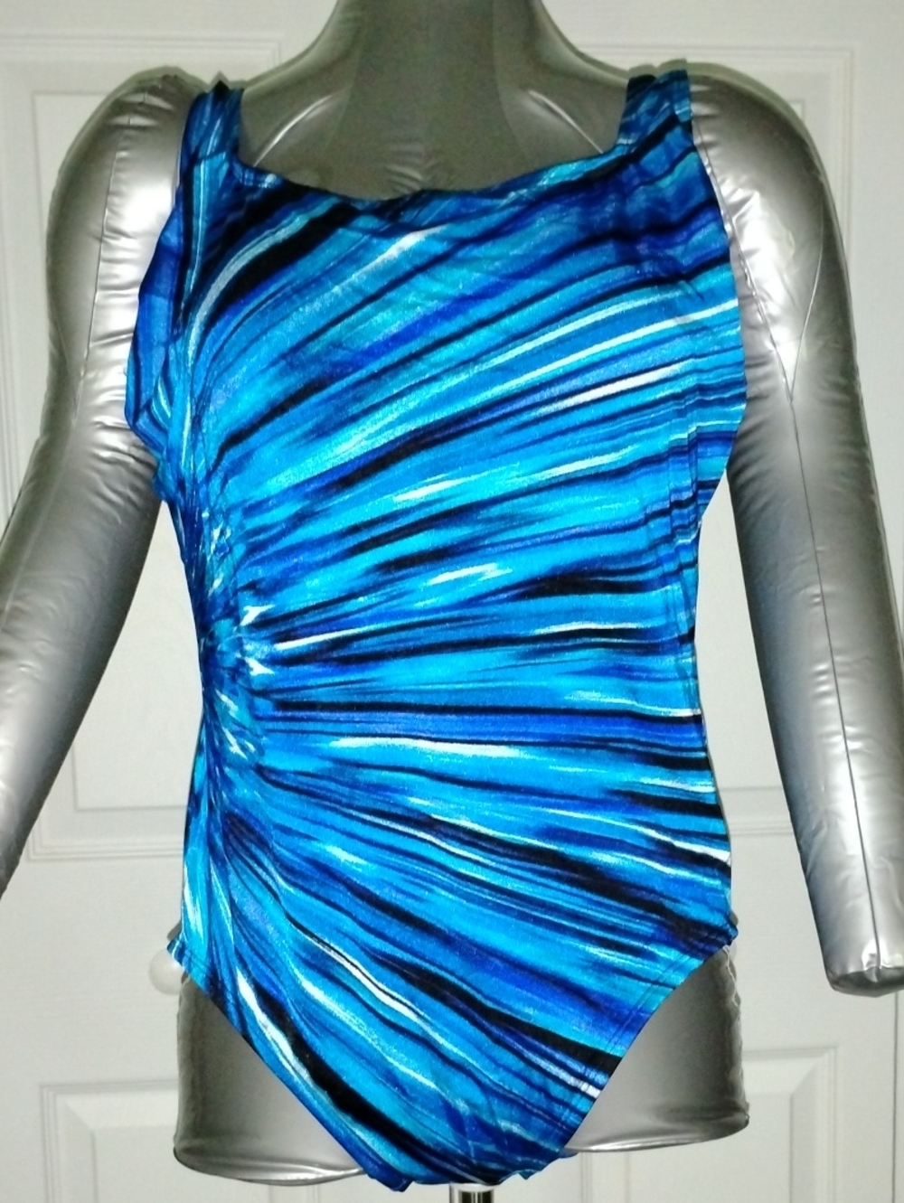 Blue Striped One-Piece Swimsuit